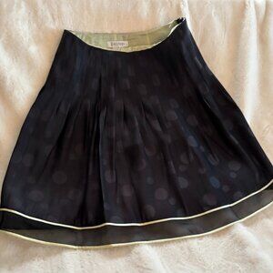 Kay Unger layered black silk skirt with lime silk ribbon trim